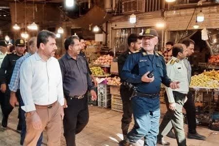 اجرای طرح ساماندهی بازار و جمع آوری اتباع غیرمجاز در برازجان